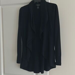 WHBM Open Front Ruffle, Long Sleeve Black Cardigan. Size S